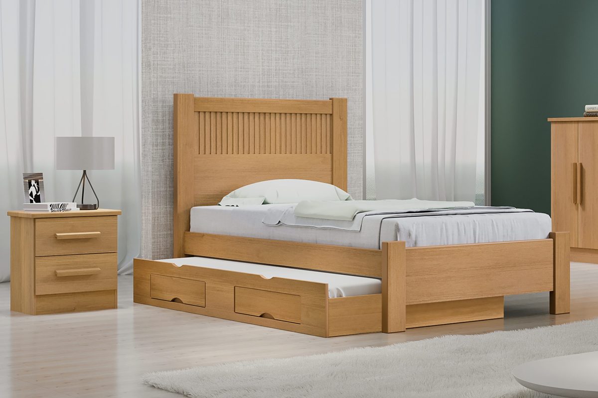 Cama Solteiro Primícia Ripada + Cama Auxiliar